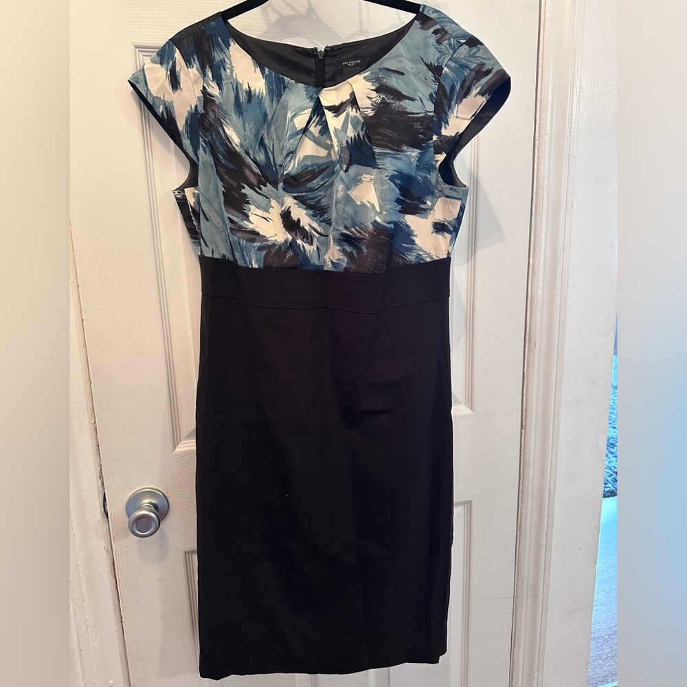 Ann Taylor Black and Blue Midi Dress